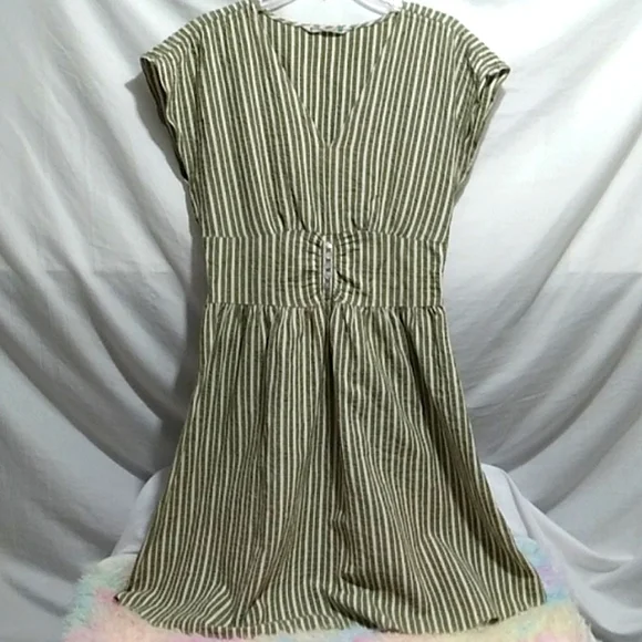 Given Kale | Dresses | Given Kale Green White Striped Midi Dress Szm Gently  Worn | Poshmark